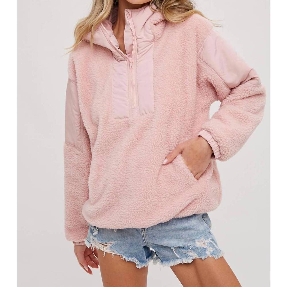 NEW BLUIVY contrast hoodie in dusty pink